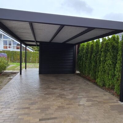 Schmiedeeisen-Zaun als Seitenwand für Carport nutzen